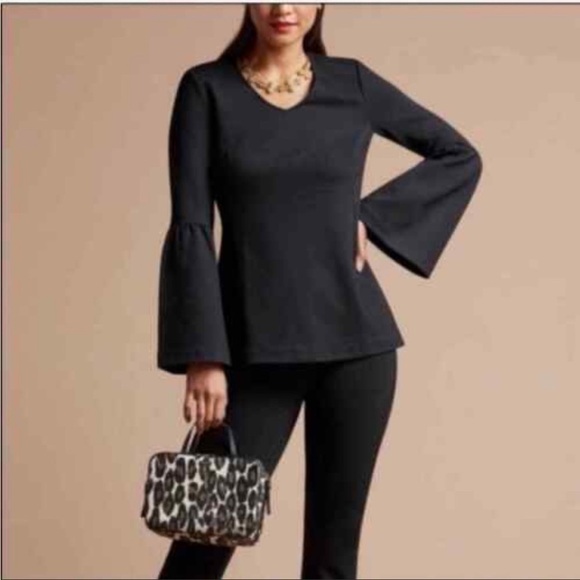 CAbi Tops - CAbi Its A Party Black Bell Sleeve V-Neck Shirt Sz M EUC
